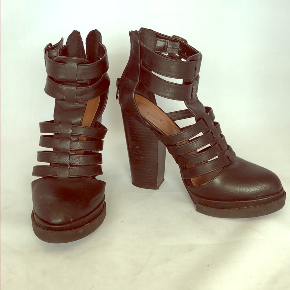 Black caged platform heels (size 6)